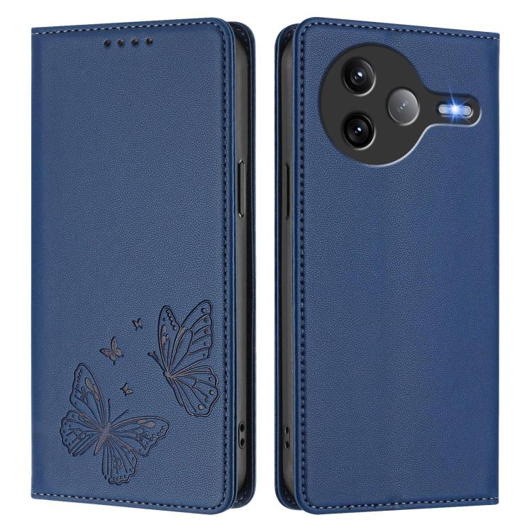 For Xiaomi Poco F7 Ultra / Redmi K80 Pro Strong Magnetic Dual Butterfly RFID Vegan Leather Phone Case