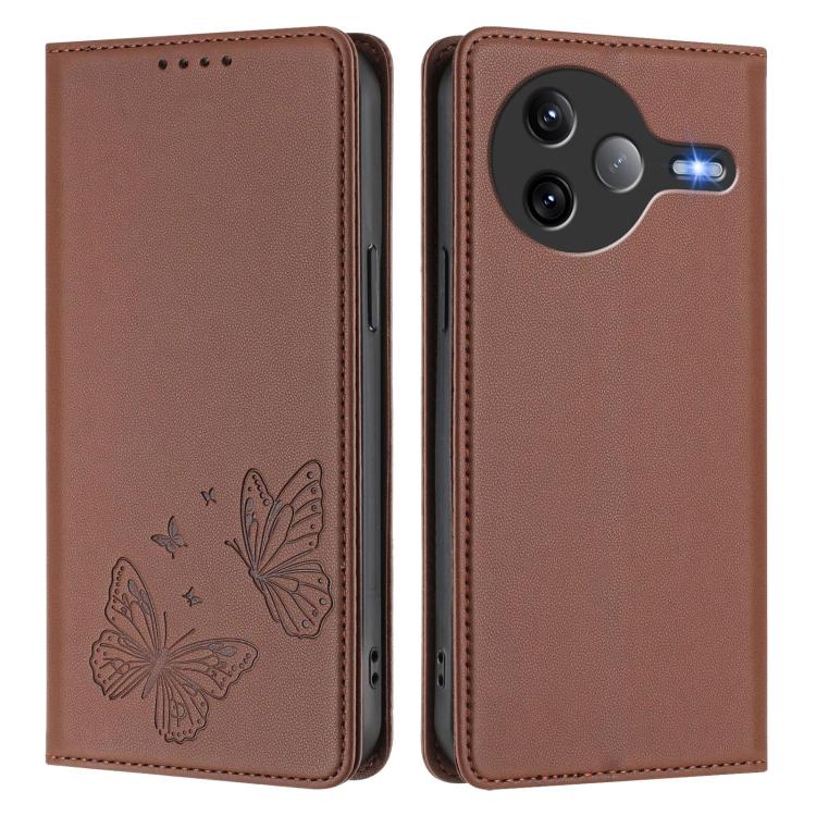 For Xiaomi Poco F7 Ultra / Redmi K80 Pro Strong Magnetic Dual Butterfly RFID Vegan Leather Phone Case