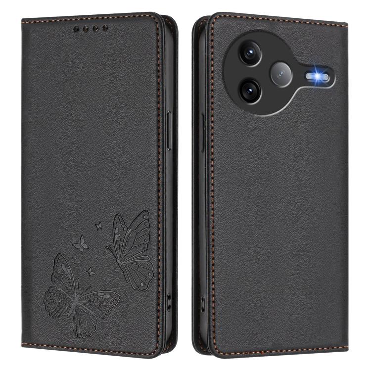 For Xiaomi Poco F7 Ultra / Redmi K80 Pro Strong Magnetic Dual Butterfly RFID Vegan Leather Phone Case