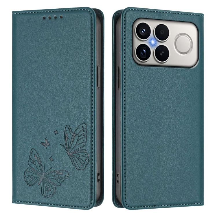 For Xiaomi Poco F8 Ultra 5G / Redmi K90 Pro Max Strong Magnetic Dual Butterfly RFID Vegan Leather Phone Case