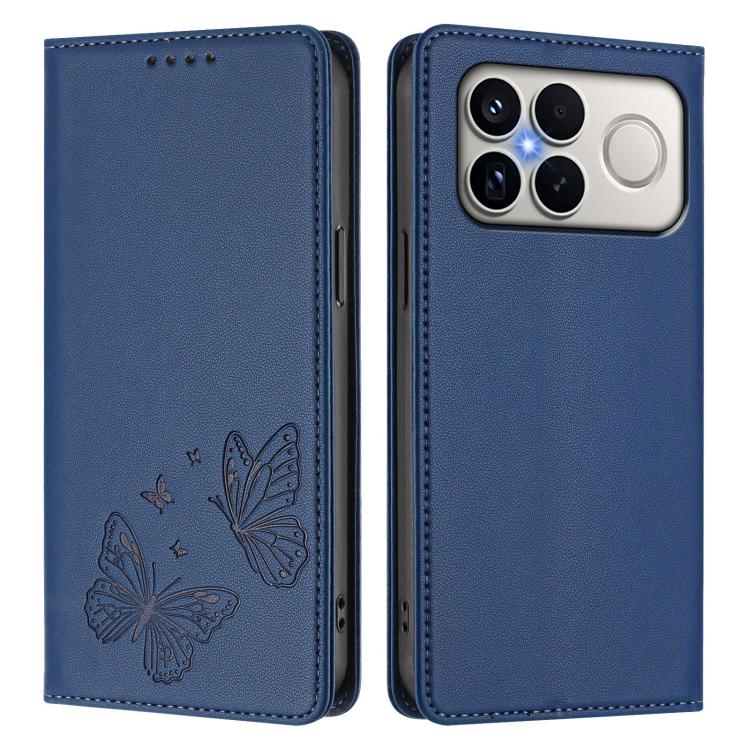 For Xiaomi Poco F8 Ultra 5G / Redmi K90 Pro Max Strong Magnetic Dual Butterfly RFID Vegan Leather Phone Case