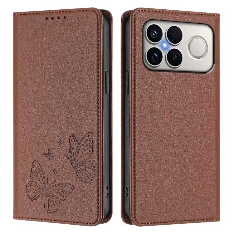 For Xiaomi Poco F8 Ultra 5G / Redmi K90 Pro Max Strong Magnetic Dual Butterfly RFID Vegan Leather Phone Case