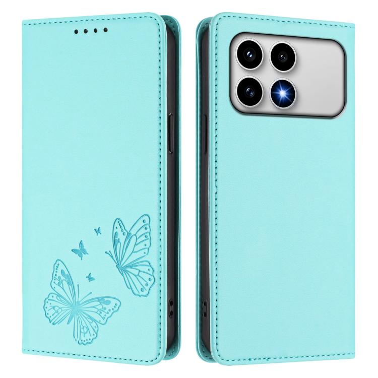 For Xiaomi Poco F8 Pro 5G / Redmi K90 Strong Magnetic Dual Butterfly RFID Vegan Leather Phone Case