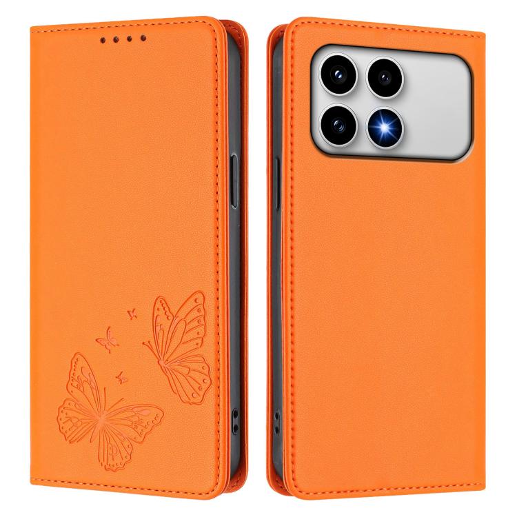 For Xiaomi Poco F8 Pro 5G / Redmi K90 Strong Magnetic Dual Butterfly RFID Vegan Leather Phone Case