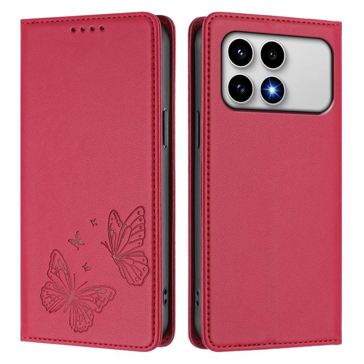 For Xiaomi Poco F8 Pro 5G / Redmi K90 Strong Magnetic Dual Butterfly RFID Vegan Leather Phone Case