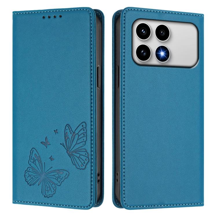 For Xiaomi Poco F8 Pro 5G / Redmi K90 Strong Magnetic Dual Butterfly RFID Vegan Leather Phone Case