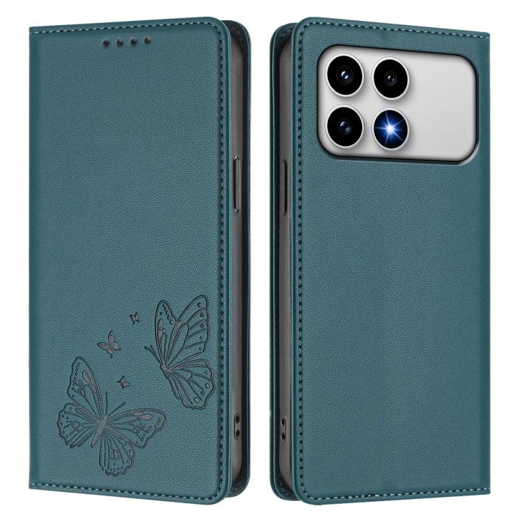For Xiaomi Poco F8 Pro 5G / Redmi K90 Strong Magnetic Dual Butterfly RFID Vegan Leather Phone Case