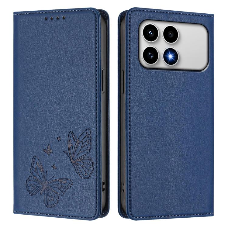 For Xiaomi Poco F8 Pro 5G / Redmi K90 Strong Magnetic Dual Butterfly RFID Vegan Leather Phone Case