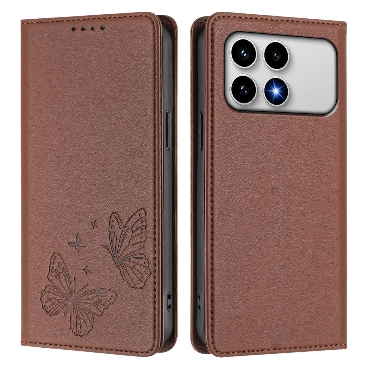 For Xiaomi Poco F8 Pro 5G / Redmi K90 Strong Magnetic Dual Butterfly RFID Vegan Leather Phone Case