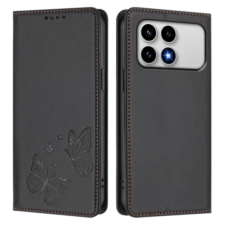 For Xiaomi Poco F8 Pro 5G / Redmi K90 Strong Magnetic Dual Butterfly RFID Vegan Leather Phone Case
