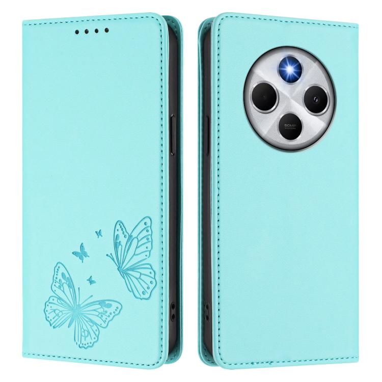 For Xiaomi Poco M7 5G / Poco C75 / Redmi A4 5G Strong Magnetic Dual Butterfly RFID Vegan Leather Phone Case