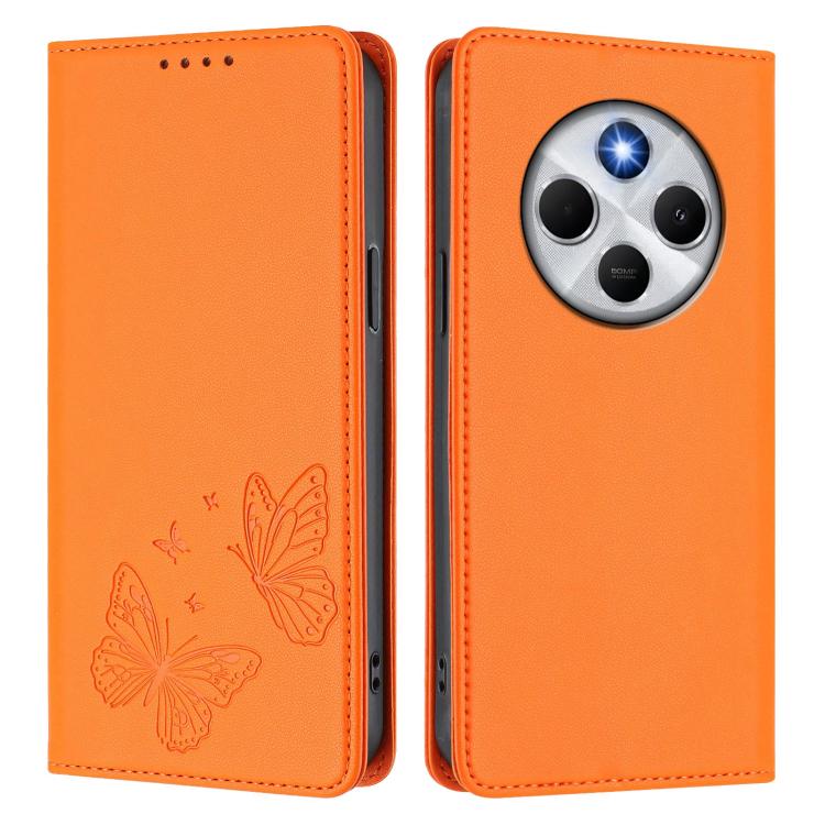 For Xiaomi Poco M7 5G / Poco C75 / Redmi A4 5G Strong Magnetic Dual Butterfly RFID Vegan Leather Phone Case