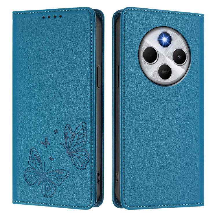 For Xiaomi Poco M7 5G / Poco C75 / Redmi A4 5G Strong Magnetic Dual Butterfly RFID Vegan Leather Phone Case