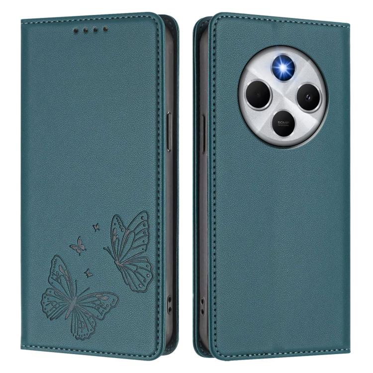 For Xiaomi Poco M7 5G / Poco C75 / Redmi A4 5G Strong Magnetic Dual Butterfly RFID Vegan Leather Phone Case