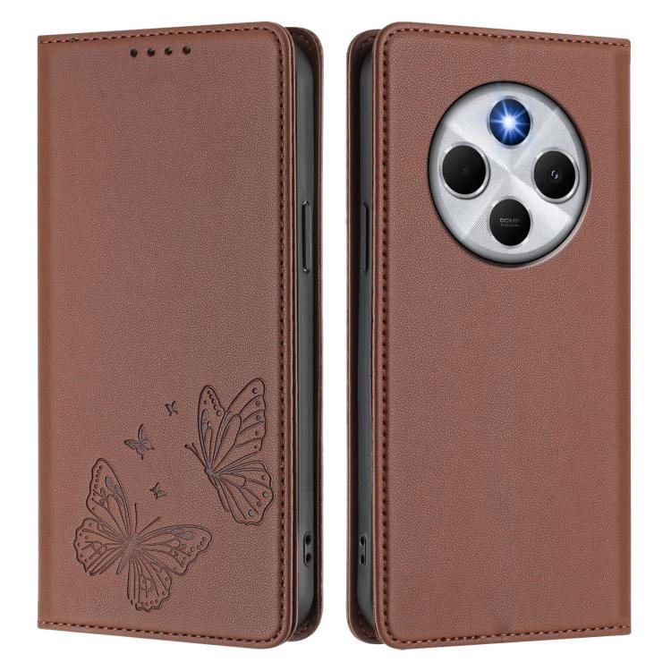 For Xiaomi Poco M7 5G / Poco C75 / Redmi A4 5G Strong Magnetic Dual Butterfly RFID Vegan Leather Phone Case
