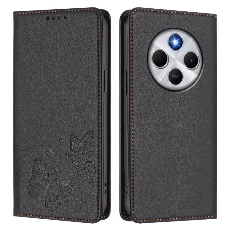 For Xiaomi Poco M7 5G / Poco C75 / Redmi A4 5G Strong Magnetic Dual Butterfly RFID Vegan Leather Phone Case
