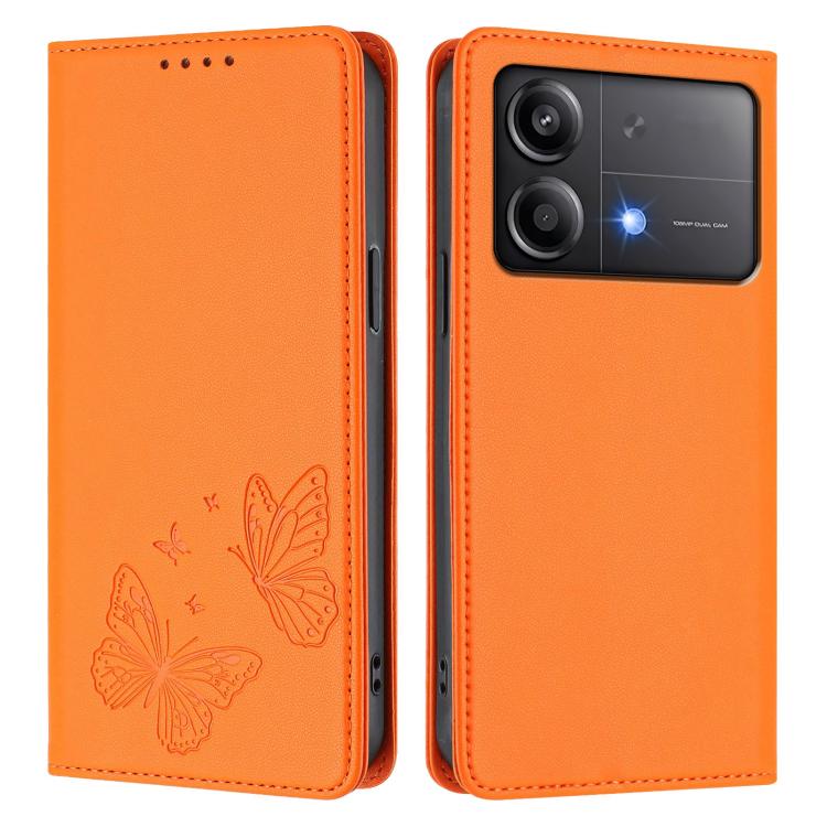 For Xiaomi Poco X6 Neo Strong Magnetic Dual Butterfly RFID Vegan Leather Phone Case