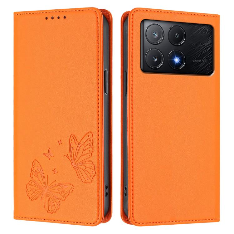 For Xiaomi Poco X6 Pro Strong Magnetic Dual Butterfly RFID Vegan Leather Phone Case