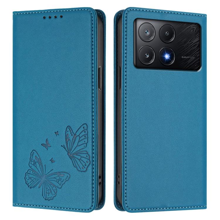 For Xiaomi Poco X6 Pro Strong Magnetic Dual Butterfly RFID Vegan Leather Phone Case