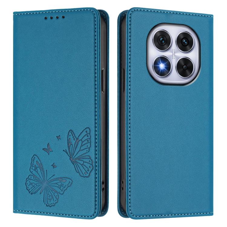 For Xiaomi Poco X7 5G / Redmi Note 14 Pro 5G Strong Magnetic Dual Butterfly RFID Vegan Leather Phone Case