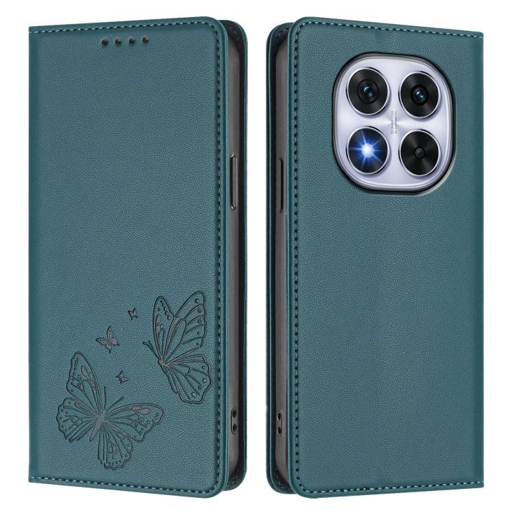 For Xiaomi Poco X7 5G / Redmi Note 14 Pro 5G Strong Magnetic Dual Butterfly RFID Vegan Leather Phone Case