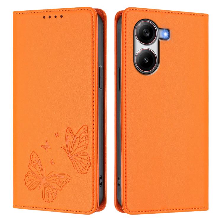 For Xiaomi Poco X7 Pro 5G Strong Magnetic Dual Butterfly RFID Vegan Leather Phone Case