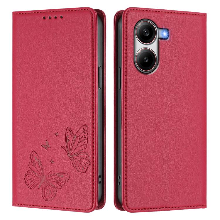 For Xiaomi Poco X7 Pro 5G Strong Magnetic Dual Butterfly RFID Vegan Leather Phone Case