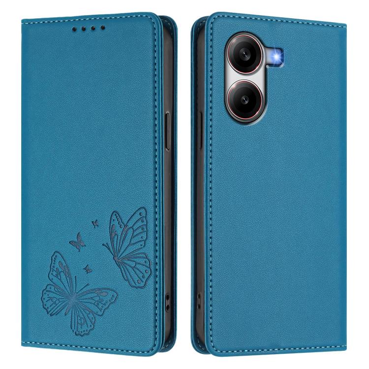 For Xiaomi Poco X7 Pro 5G Strong Magnetic Dual Butterfly RFID Vegan Leather Phone Case