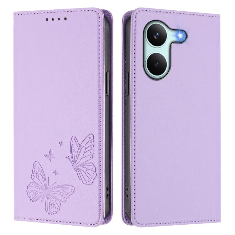 For Xiaomi Poco X8 Pro 5G / Redmi Turbo 5 5G Strong Magnetic Dual Butterfly RFID Vegan Leather Phone Case
