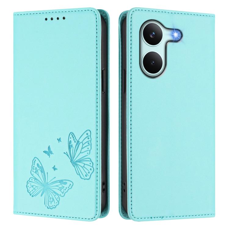 For Xiaomi Poco X8 Pro 5G / Redmi Turbo 5 5G Strong Magnetic Dual Butterfly RFID Vegan Leather Phone Case