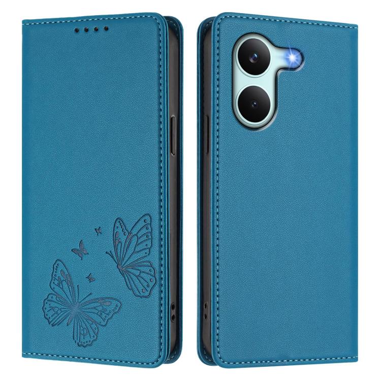 For Xiaomi Poco X8 Pro 5G / Redmi Turbo 5 5G Strong Magnetic Dual Butterfly RFID Vegan Leather Phone Case