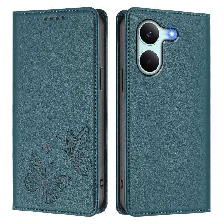 For Xiaomi Poco X8 Pro 5G / Redmi Turbo 5 5G Strong Magnetic Dual Butterfly RFID Vegan Leather Phone Case