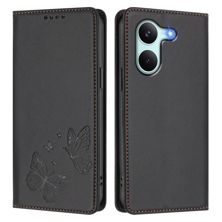 For Xiaomi Poco X8 Pro 5G / Redmi Turbo 5 5G Strong Magnetic Dual Butterfly RFID Vegan Leather Phone Case