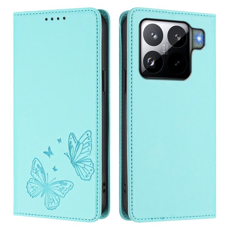 For Xiaomi 15S Pro Strong Magnetic Dual Butterfly RFID Vegan Leather Phone Case