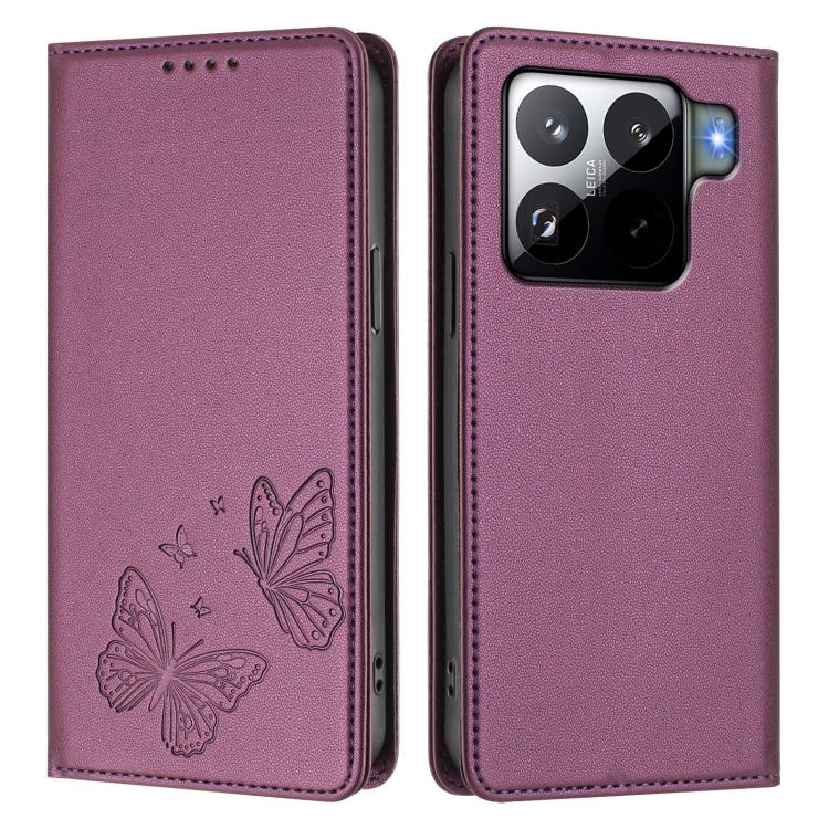For Xiaomi 15S Pro Strong Magnetic Dual Butterfly RFID Vegan Leather Phone Case