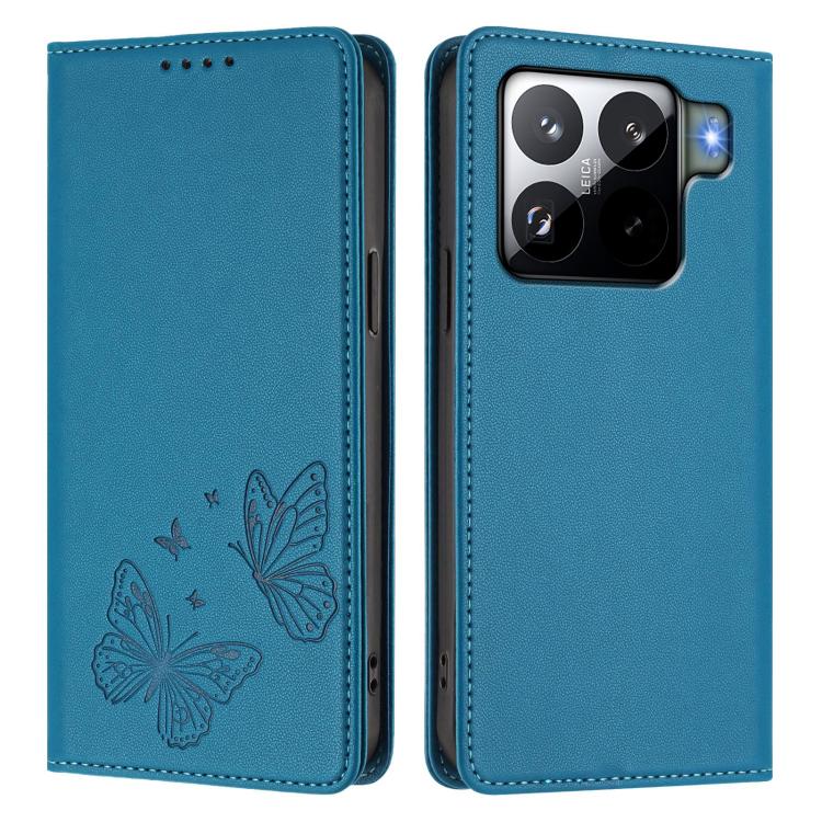 For Xiaomi 15S Pro Strong Magnetic Dual Butterfly RFID Vegan Leather Phone Case