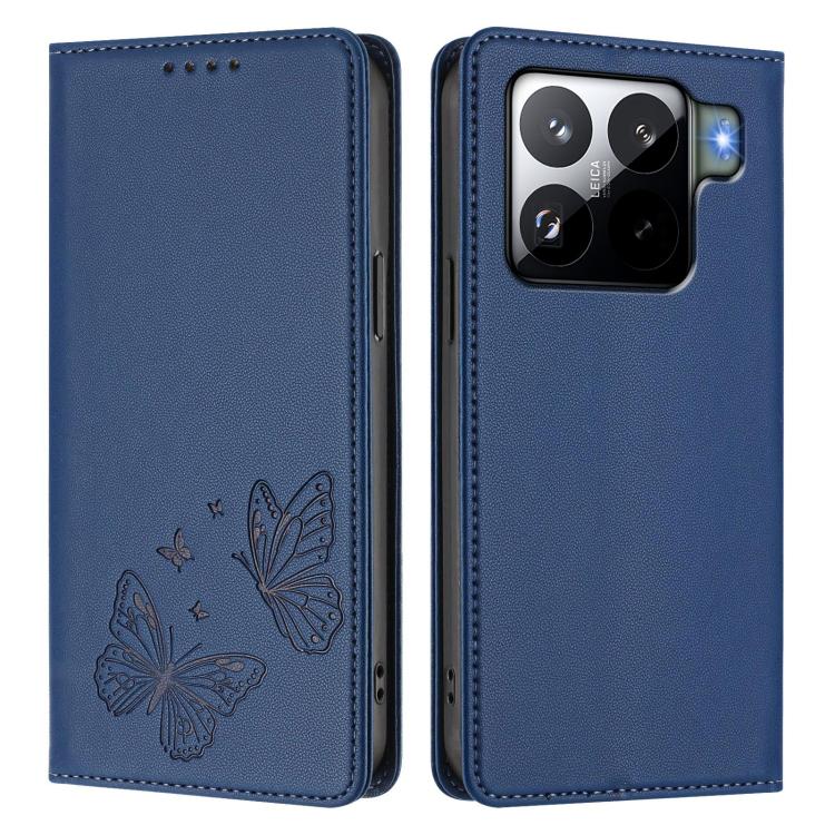 For Xiaomi 15S Pro Strong Magnetic Dual Butterfly RFID Vegan Leather Phone Case