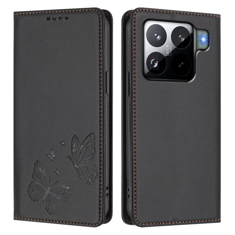 For Xiaomi 15S Pro Strong Magnetic Dual Butterfly RFID Vegan Leather Phone Case