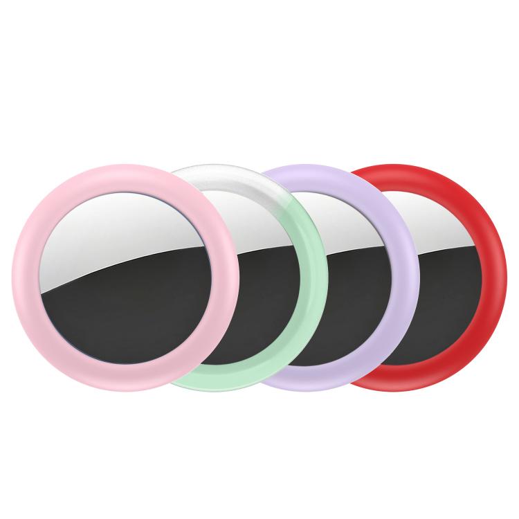 For AirTag 2nd Gen / 1st Gen XDcase 4pcs Silicone Waterproof Protective Case with Pin - Red Pink Purple Transparent