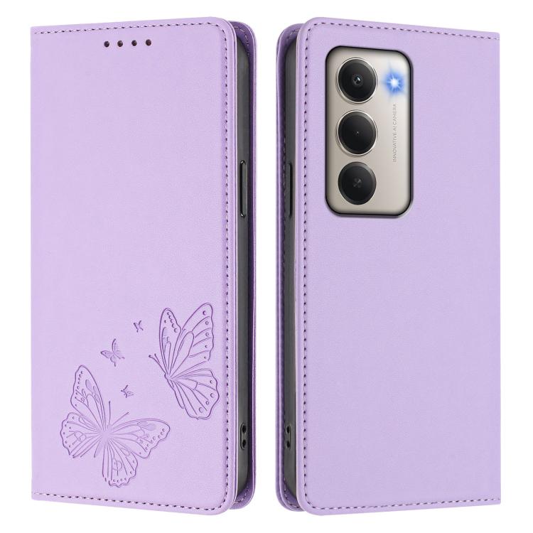 For Redmi 15 5G Global / 15 4G SEA 169.5mm Strong Magnetic Dual Butterfly RFID Vegan Leather Phone Case
