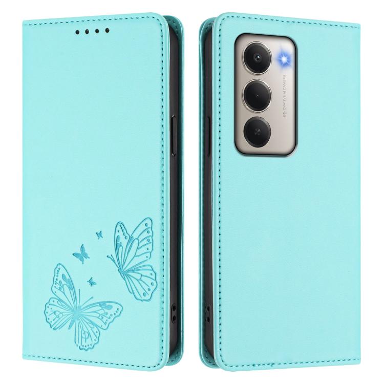 For Redmi 15 5G / 4G EU 171mm Strong Magnetic Dual Butterfly RFID Vegan Leather Phone Case