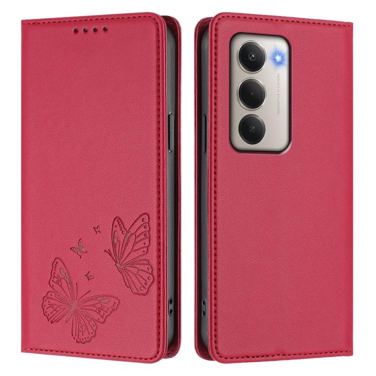 For Redmi 15 5G / 4G EU 171mm Strong Magnetic Dual Butterfly RFID Vegan Leather Phone Case