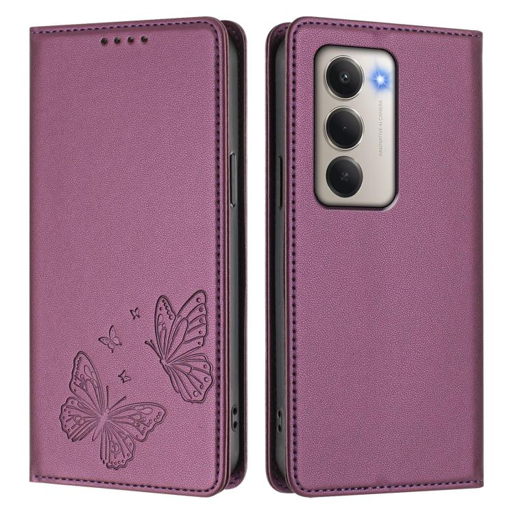 For Redmi 15 5G / 4G EU 171mm Strong Magnetic Dual Butterfly RFID Vegan Leather Phone Case