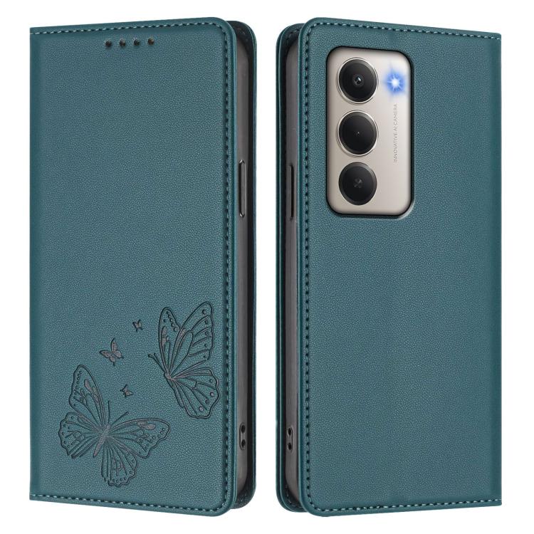 For Redmi 15 5G / 4G EU 171mm Strong Magnetic Dual Butterfly RFID Vegan Leather Phone Case