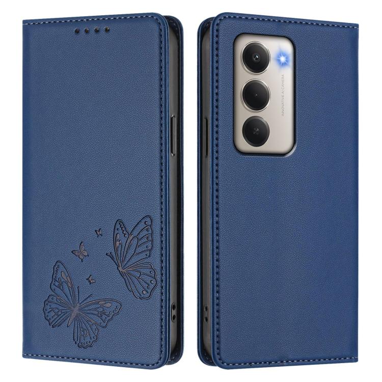 For Redmi 15 5G / 4G EU 171mm Strong Magnetic Dual Butterfly RFID Vegan Leather Phone Case