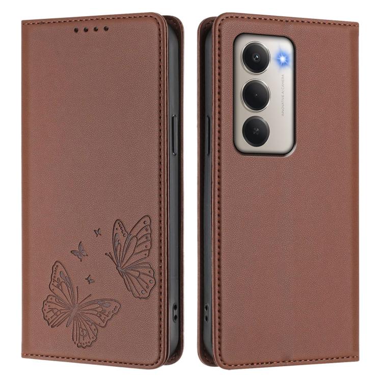 For Redmi 15 5G / 4G EU 171mm Strong Magnetic Dual Butterfly RFID Vegan Leather Phone Case
