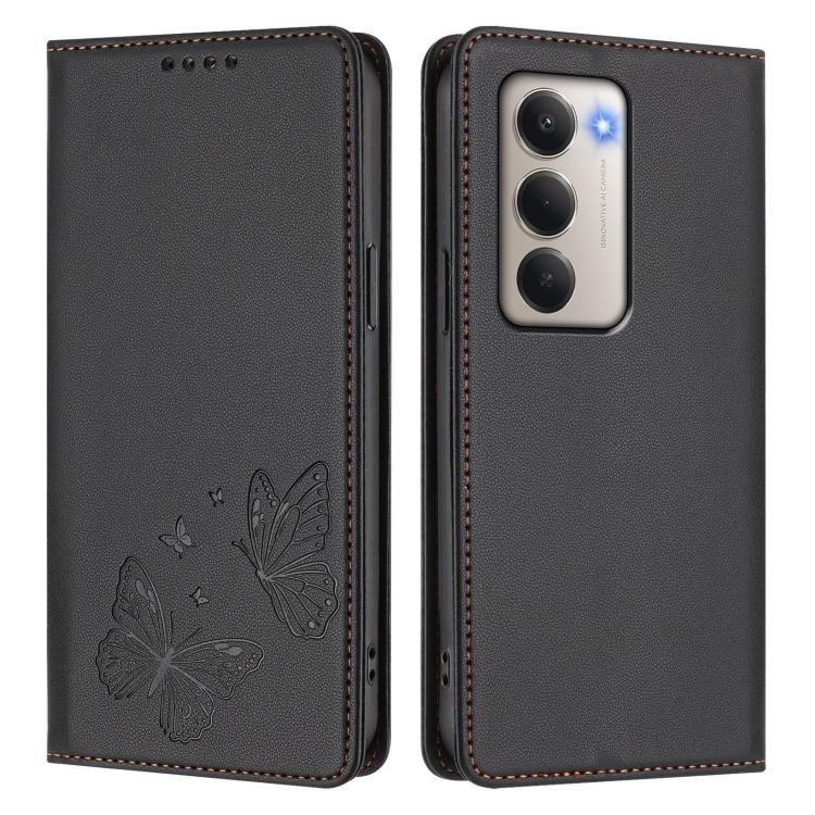For Redmi 15 5G / 4G EU 171mm Strong Magnetic Dual Butterfly RFID Vegan Leather Phone Case
