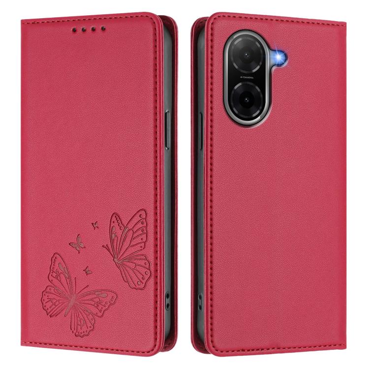 For Redmi A5 4G 173.3mm Strong Magnetic Dual Butterfly RFID Vegan Leather Phone Case