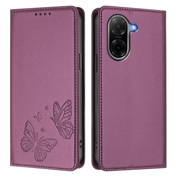 For Redmi A5 4G 173.3mm Strong Magnetic Dual Butterfly RFID Vegan Leather Phone Case