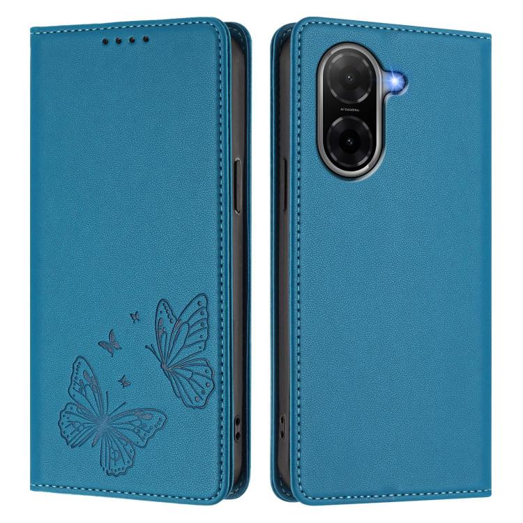 For Redmi A5 4G 173.3mm Strong Magnetic Dual Butterfly RFID Vegan Leather Phone Case